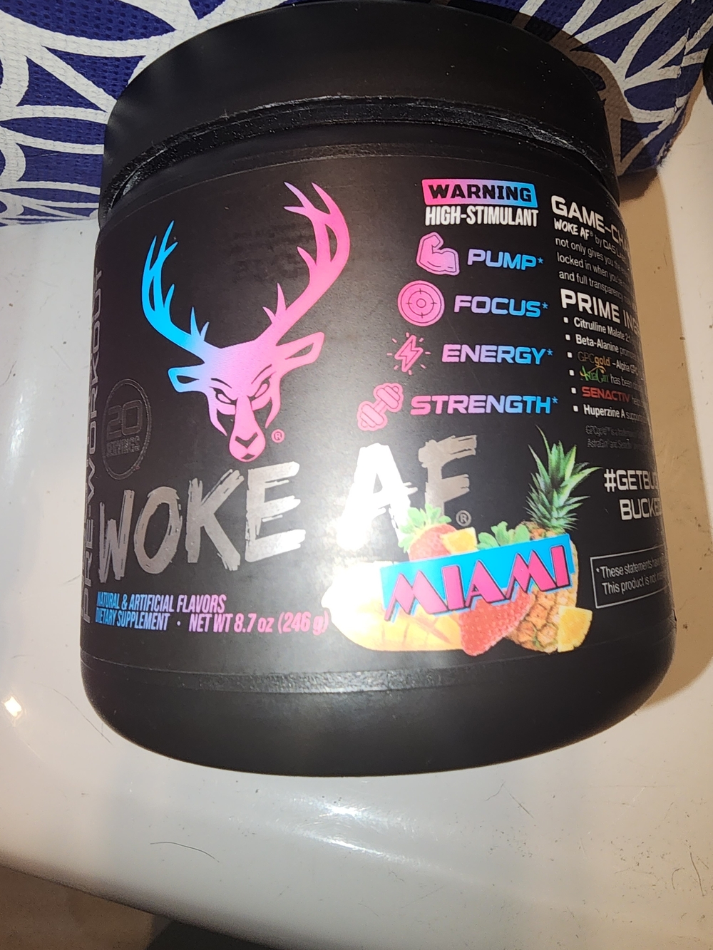 adidas Woke AF Body Supplement Tub with Pink and Blue Accents
